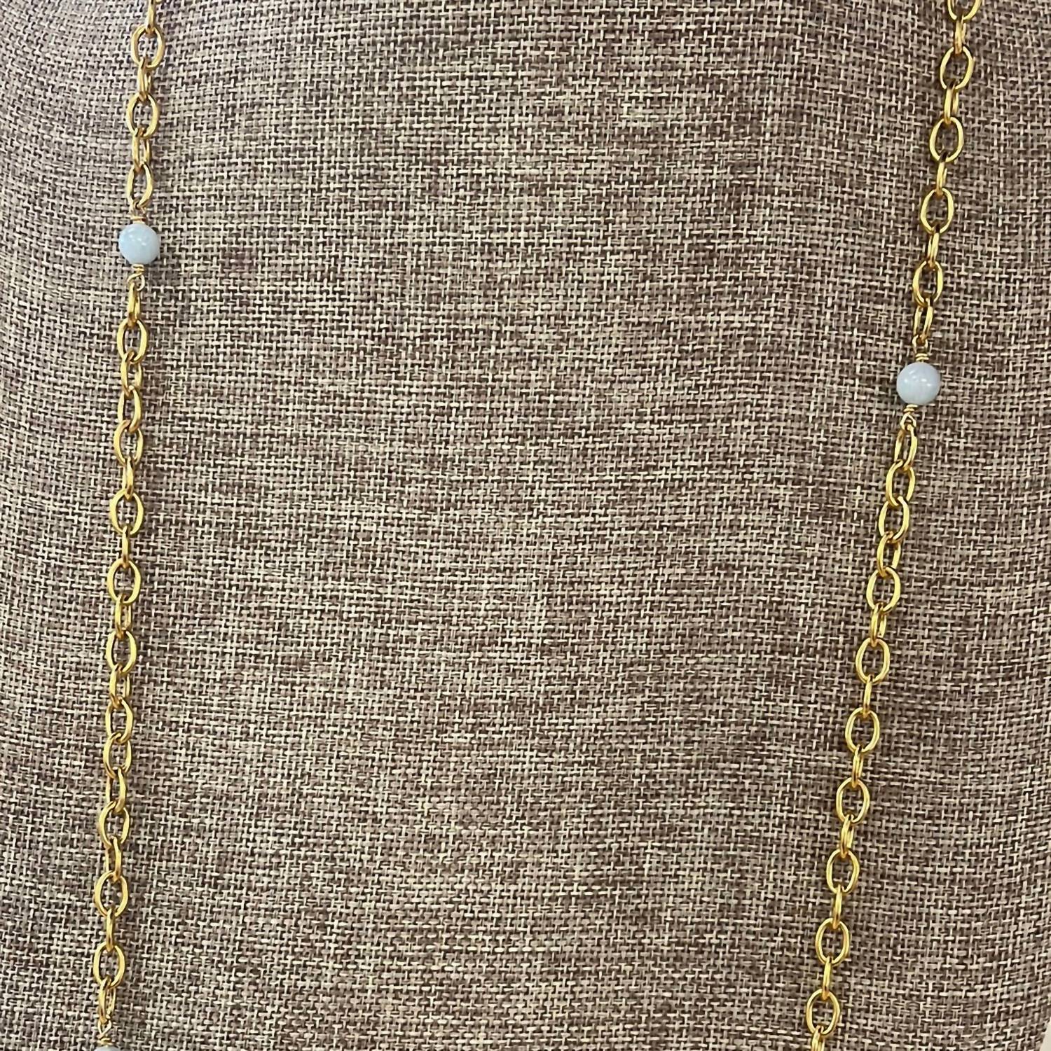 Long Chain/Grey Bead Necklace