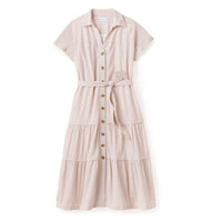 Cartolina Nantucket Adriana Shirt Dress in camel stripe - women's dress - detail view