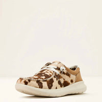 ARIAT Women's Hilo Brindle Hair-on Casual Shoe in tan white - women's sneaker - detail view