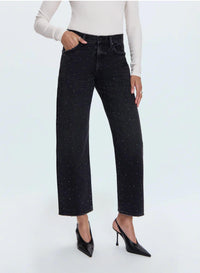 PISTOLA Lexi Mid Rise Bowed Straight Jeans in silver screen - women's jeans