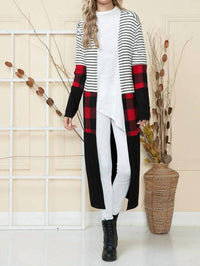 Burgundy Apparel - Maxi Stripe & Red Plaid Cardigan