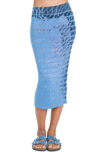 Hard Tail Forever - Chambray Stripe Midi Pencil Skirt
