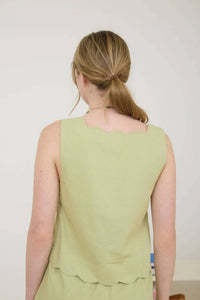 Blu Pepper - Stephanie Scallop Trim Woven Tank And Short Set
