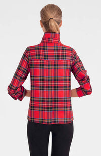 GRETCHEN SCOTT Plaid Button Down Top in red - women's long sleeve top - alternate view