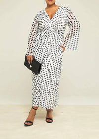 Fashion Szn Curve - Plus Size Twist Front Polka Dot Dress
