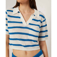 Onia - Women Linen Knit Cropped Polo