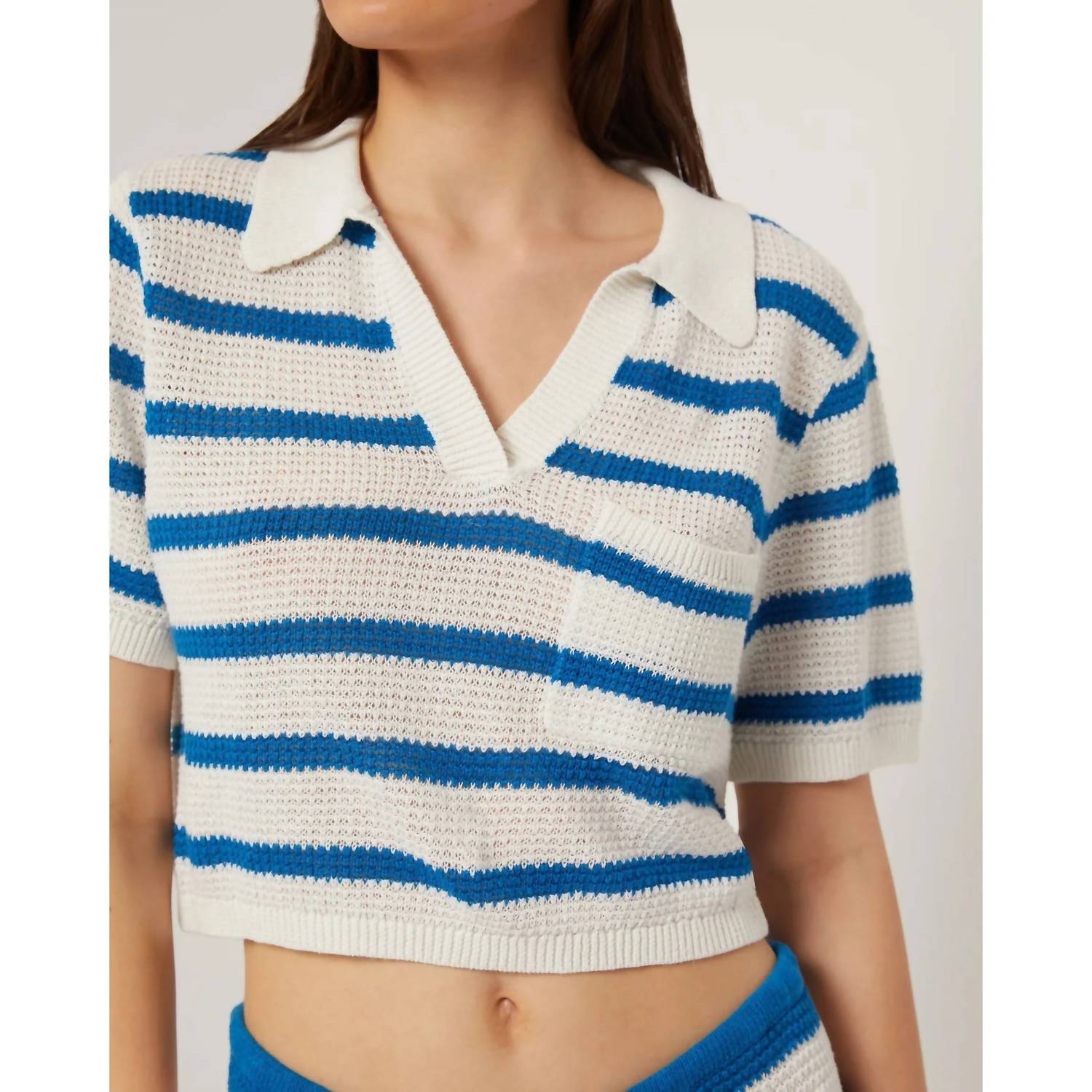 Onia - Women Linen Knit Cropped Polo