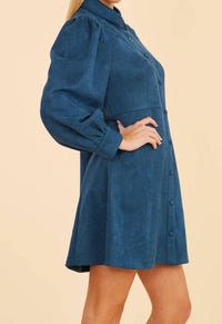 DOLCE CABO Faux Suede Mini Dress in steel blue - women's dress - alternate view