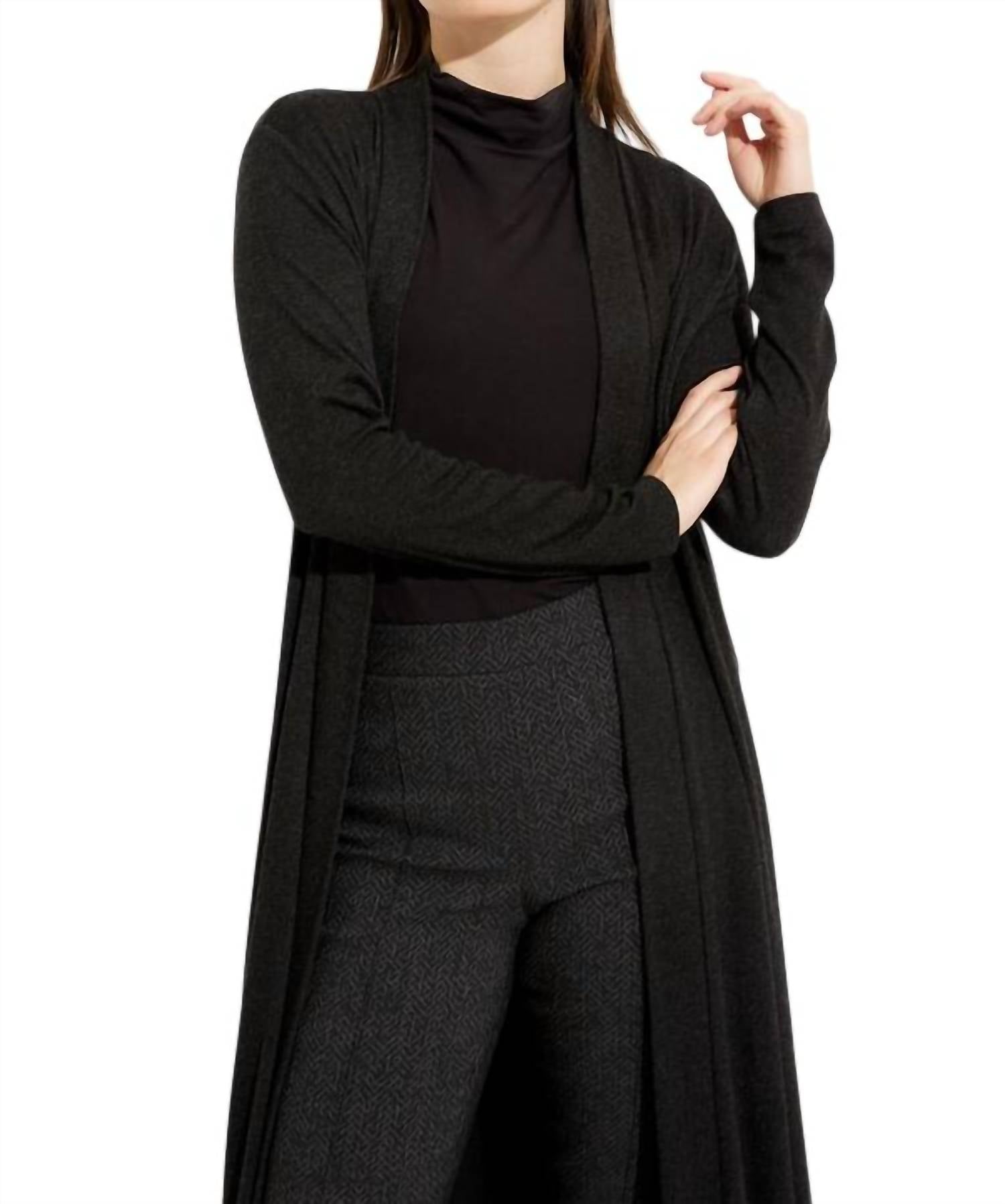 Joseph Ribkoff Relaxed Fit Open-front Cardigan in charcoal grey - women's cardigan - view 4