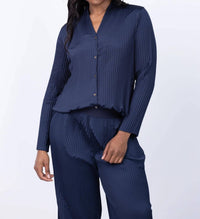Nic + Zoe - Crinkle Crepe Pleated Button-up Shirt