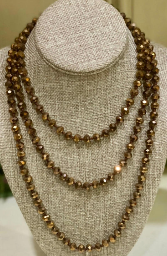 Your Fashion Wholesale - Women's Bronze Luxe Long Beaded Necklace