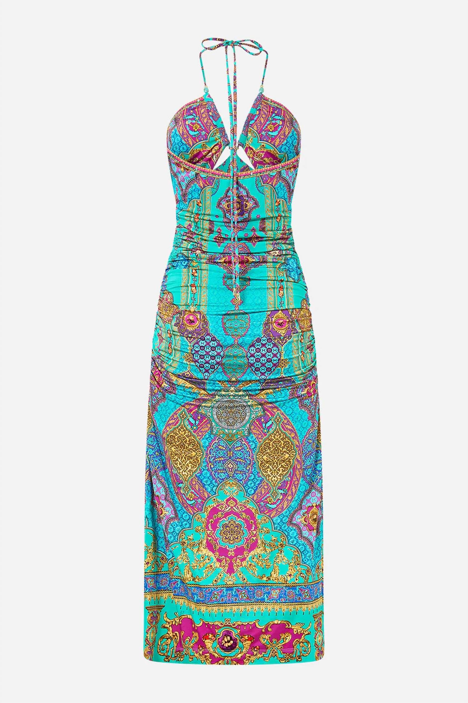 Camilla - Cut Out Sleeveless Jersey Halter Neck Dress