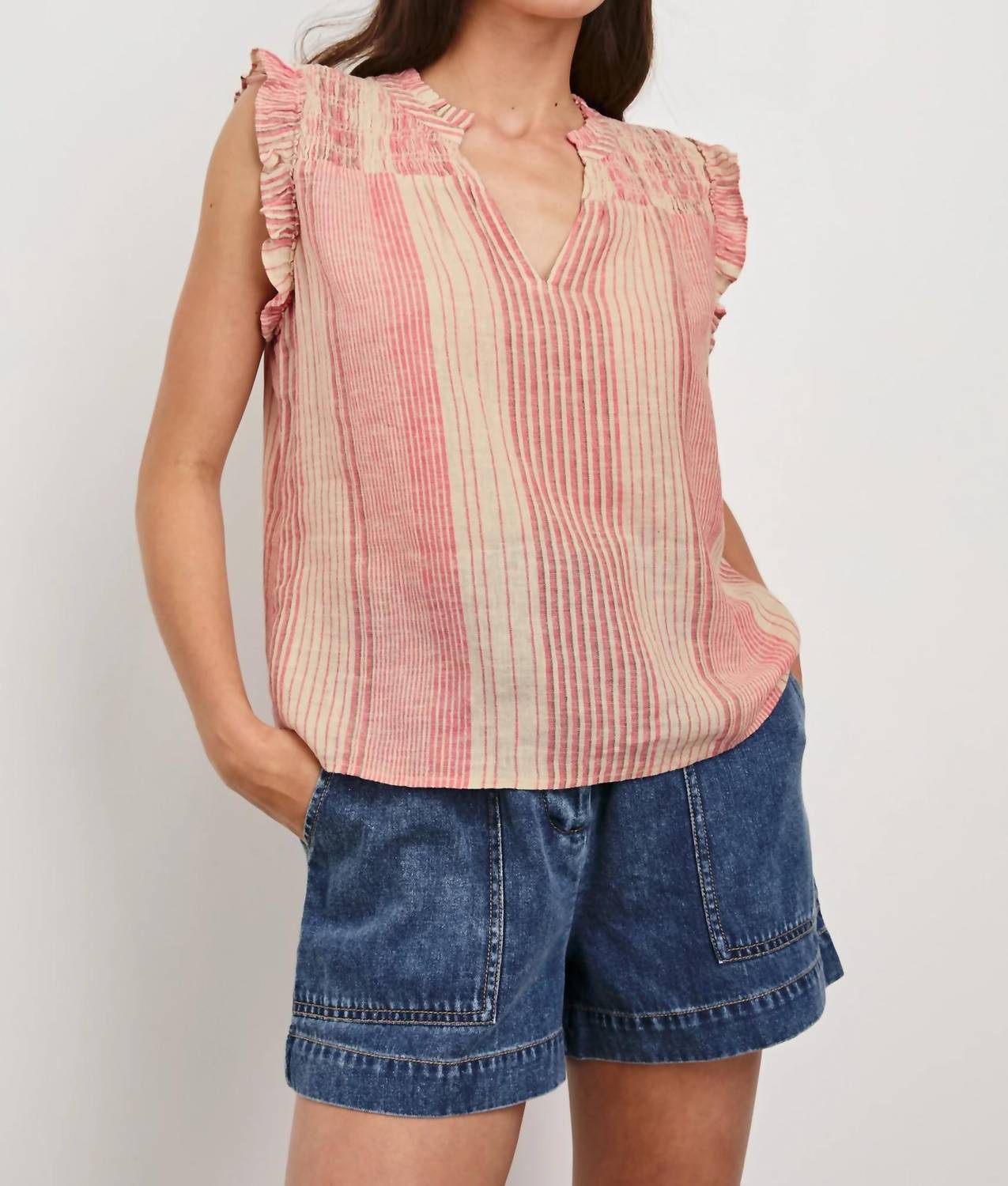 Rails Arlene Ruffled Top in salerno stripe - women's blouse