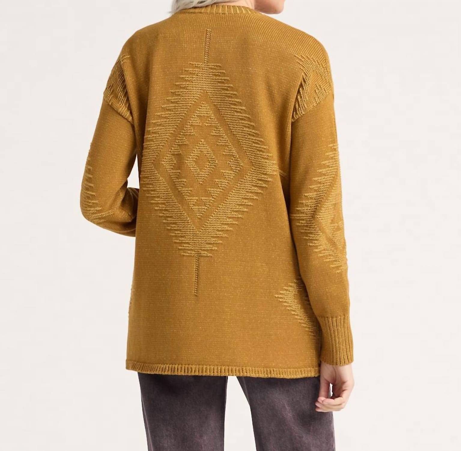 PENDLETON Textured sierra springs cardigan in bronze curry - women's cardigan - detail view