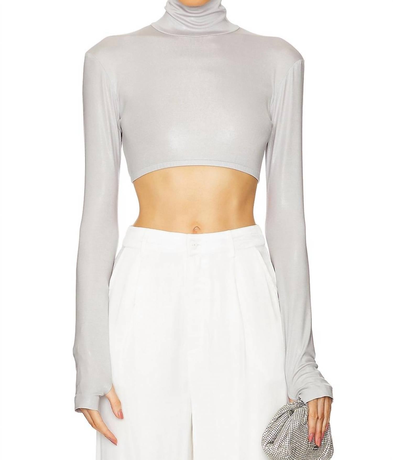 Norma Kamali - Cropped Slim Fit Long Sleeve Turtleneck