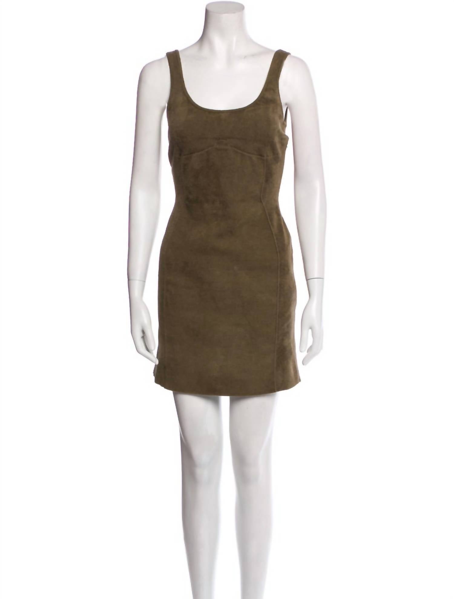 Fendi Velvet Scoop Neck Mini Dress in green - women's dress - alternate view