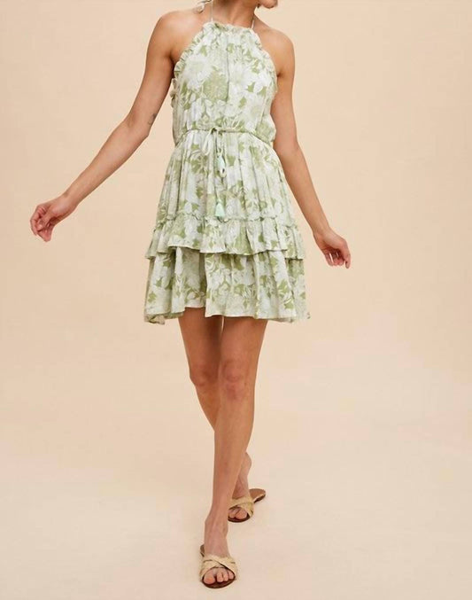 Natalia Tiered Floral Halter Dress