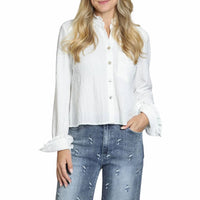 Apny - Cropped Check Shirt With Ruffle Detai