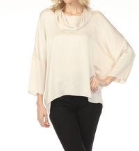 Joseph Ribkoff - Cowl Neck Satin Boxy Tunic Top