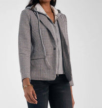 Elan - Plaid Hooded Blazer