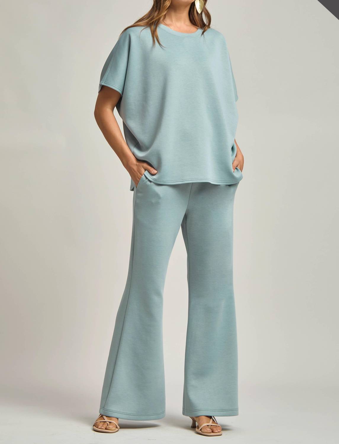 Dear Scarlett - Poncho Top And Bell Bottom Modal Set - Plus