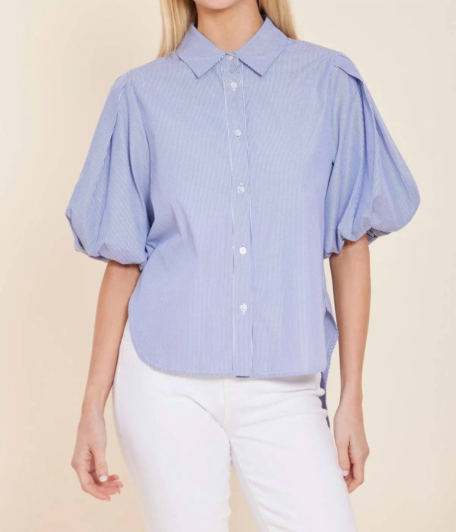 Dolce Cabo - Poplin Puff Shoulder Top