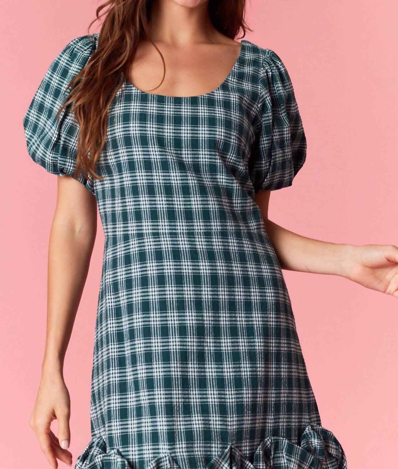Peach Love - Noelle Plaid Mini Dress
