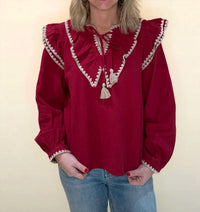 &Merci - Elara Ruffled Balloon Sleeve Top