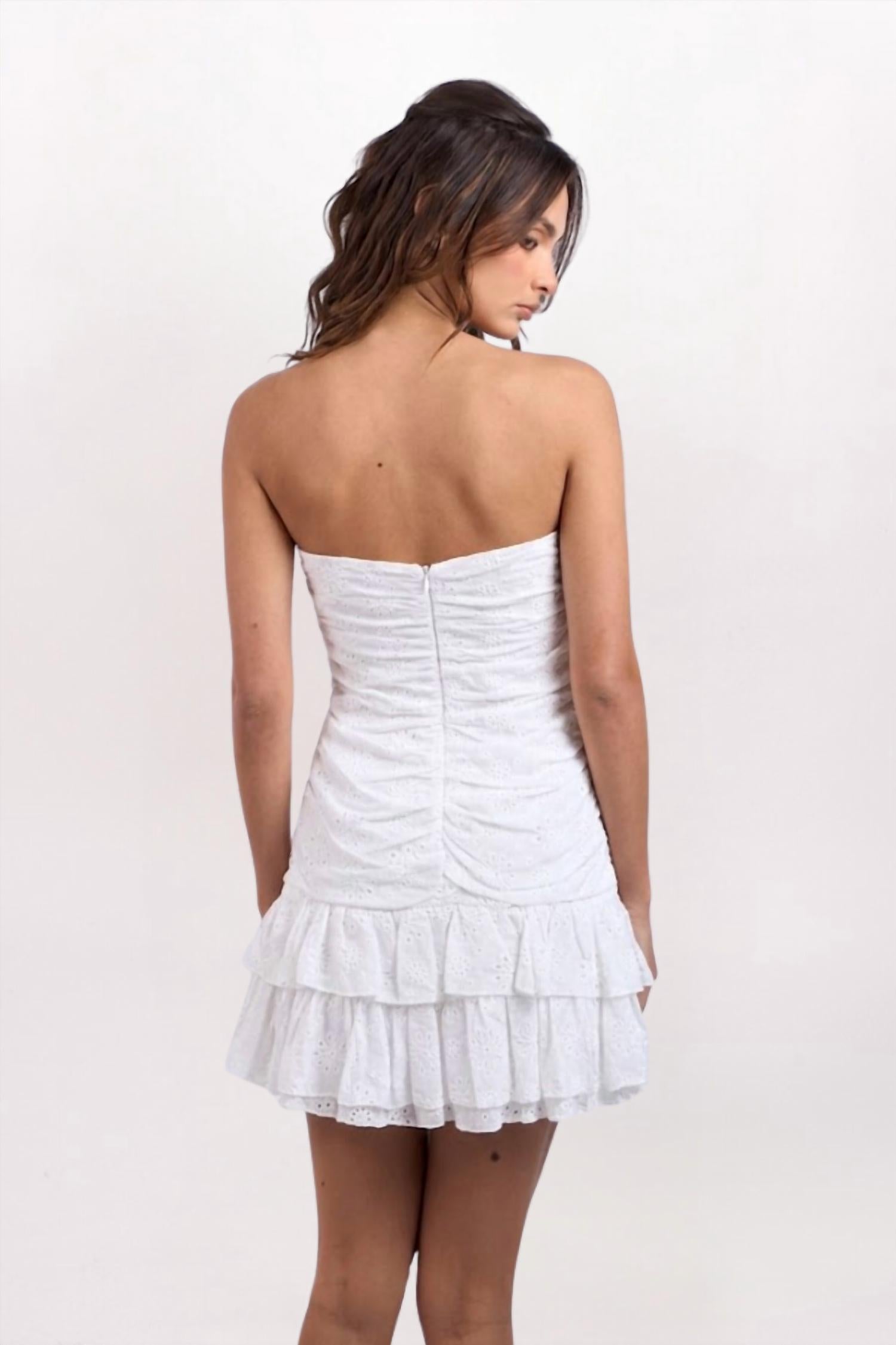 Flowers By Zoe - Strapless Eyelet Mini Dress