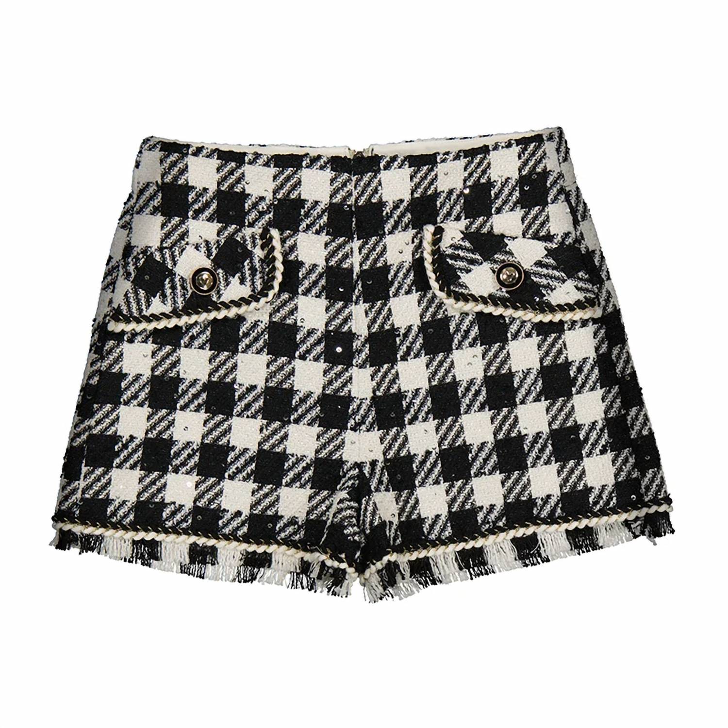 Abel & Lula - Girl's Sequins Checked Bermuda Shorts