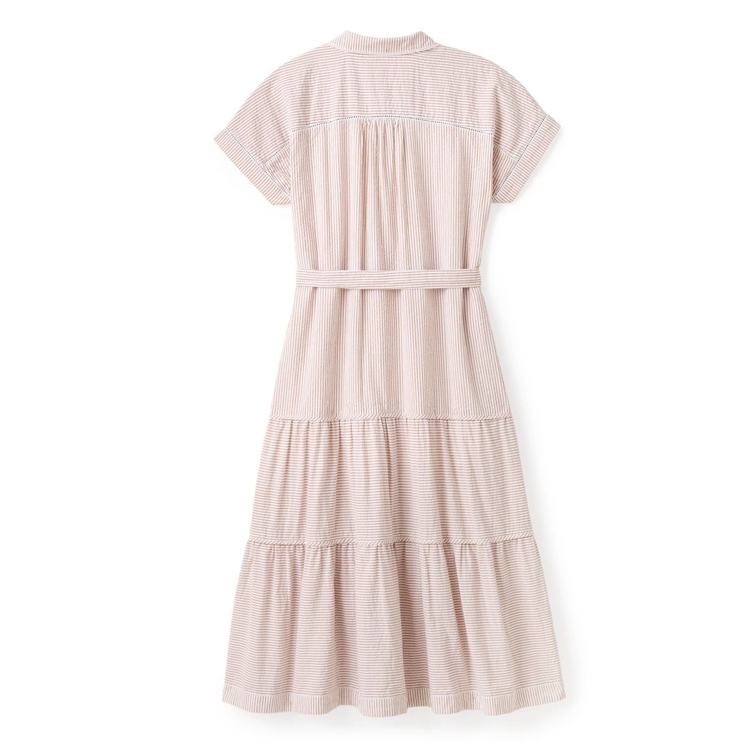 Cartolina Nantucket Adriana Shirt Dress in camel stripe - women's dress - alternate view