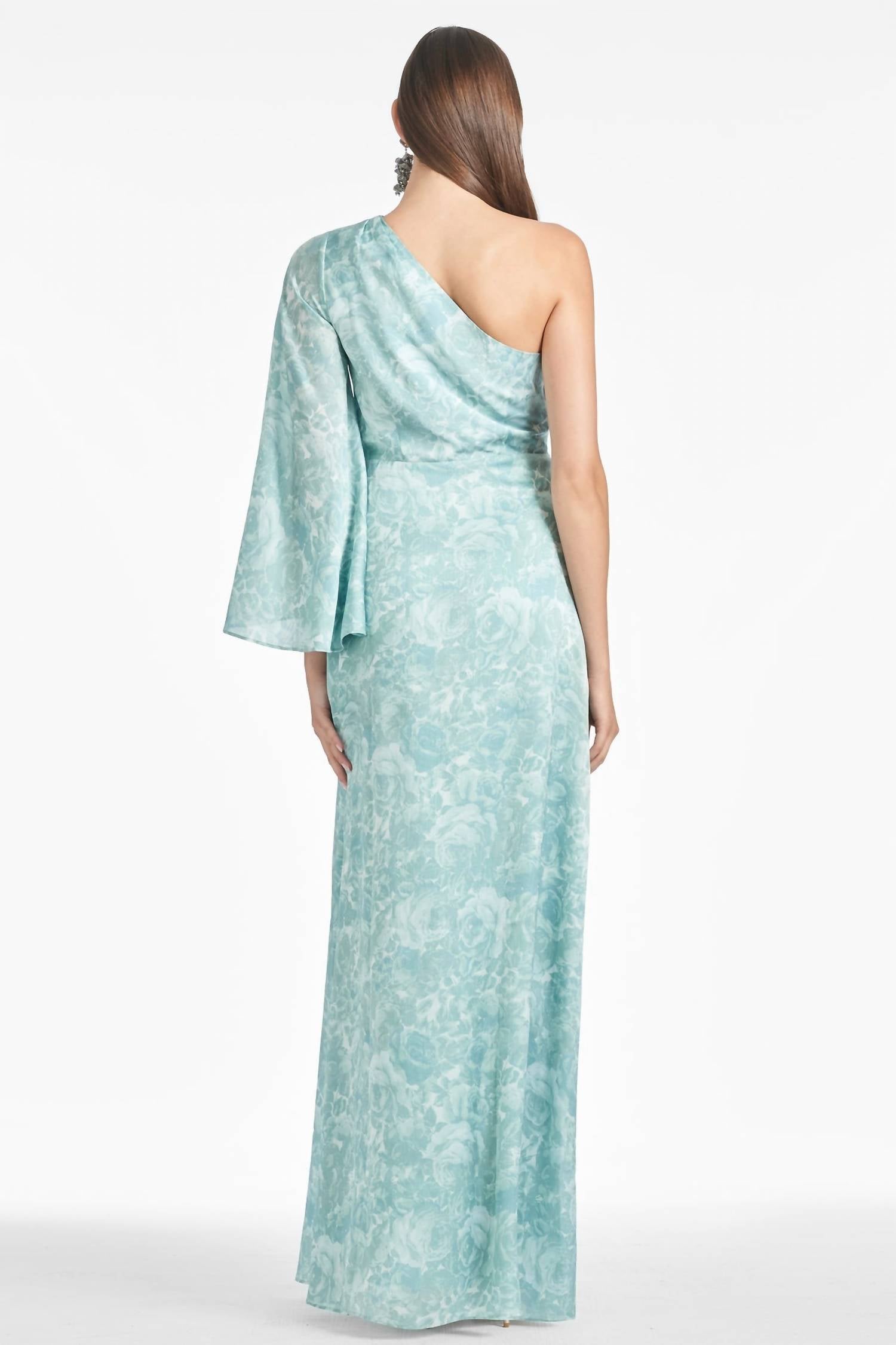 SACHIN & BABI Keely Maxi Gown in sage painted floral - women's dress - detail view