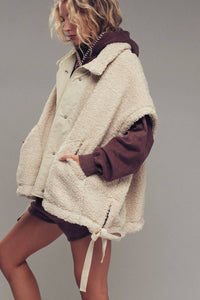Urban Daizy - Women's Oversized Sherpa Fleece Boho Western Layering Vest