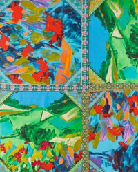 Johnny Was Women's Torenia Silk Scarf in green - women's scarf - detail view
