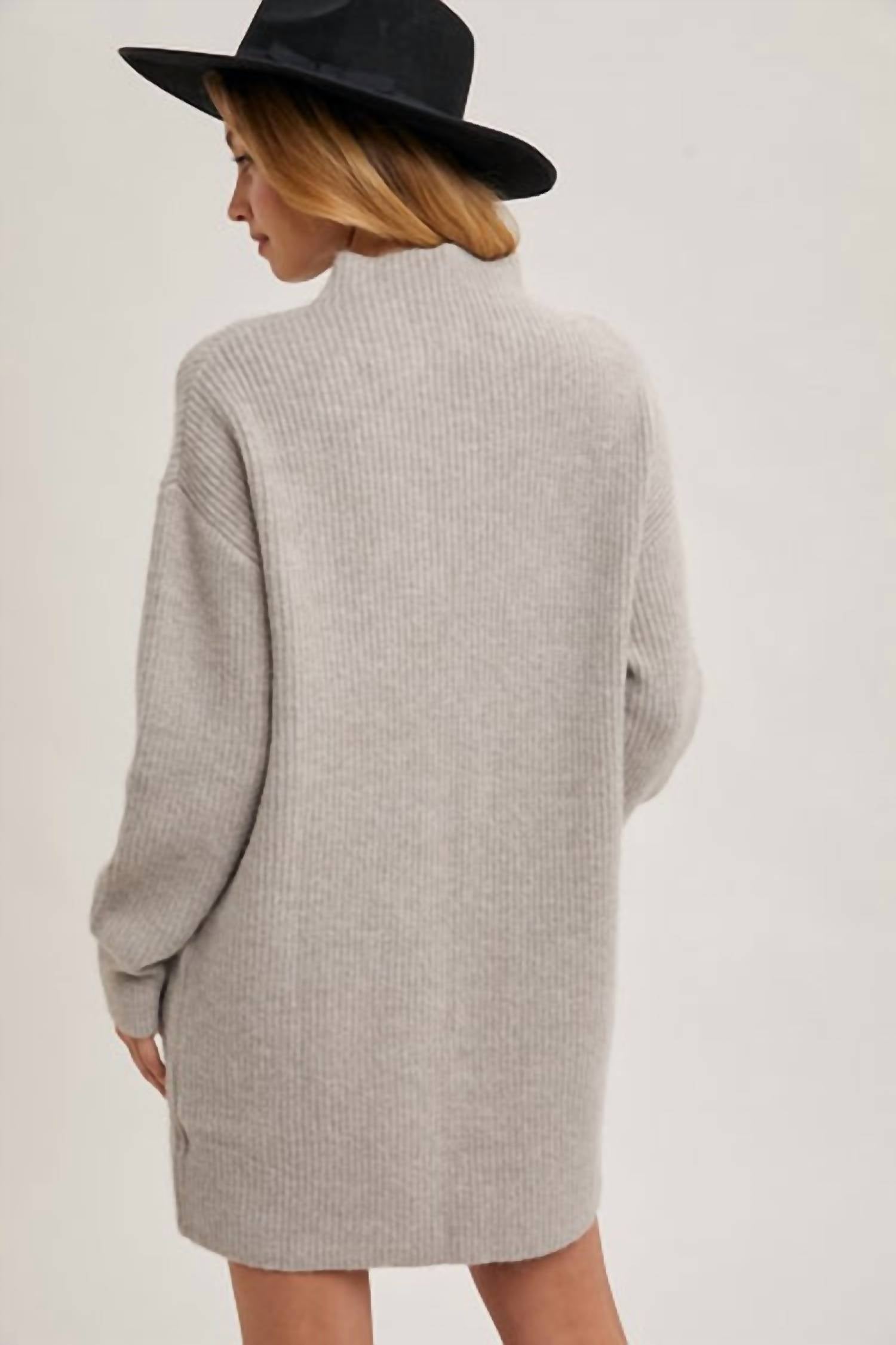 Bluivy - Mock neck knit sweater mini dress