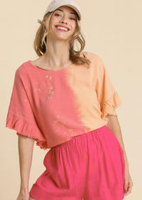 Umgee - Dip-dye Linen Blend Top