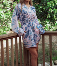 Kilo Brava Short Robe With Side Seam Pockets in spring toile - women's intimate - detail view