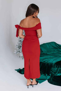 One and Only Collective Off Should Midi Dress in red - women's dress - detail view