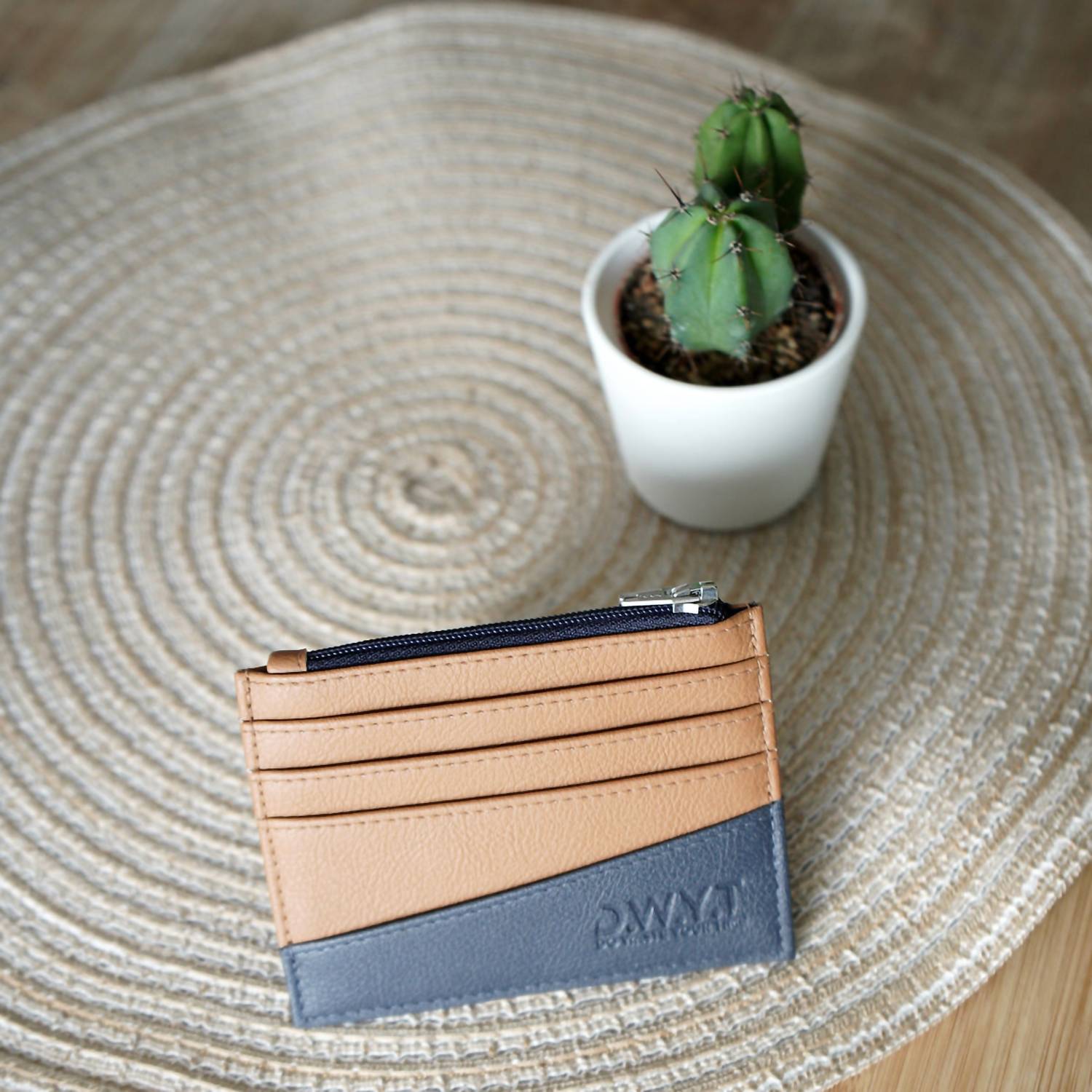 D.W.Y.T. Men's Le Vitamine Card Holder in brown blue - men's accessory - alternate view