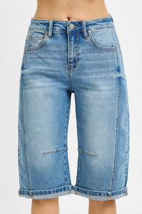 Risen - JoJo Mid Rise Barrel Long Cuffed Shorts
