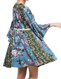 Umgee - Multi Floral Bell Sleeve Mini Dress