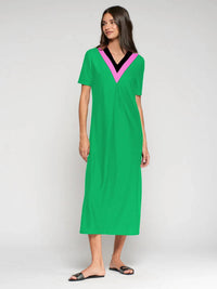Vilagallo - Contrasting V-neck Long Dress