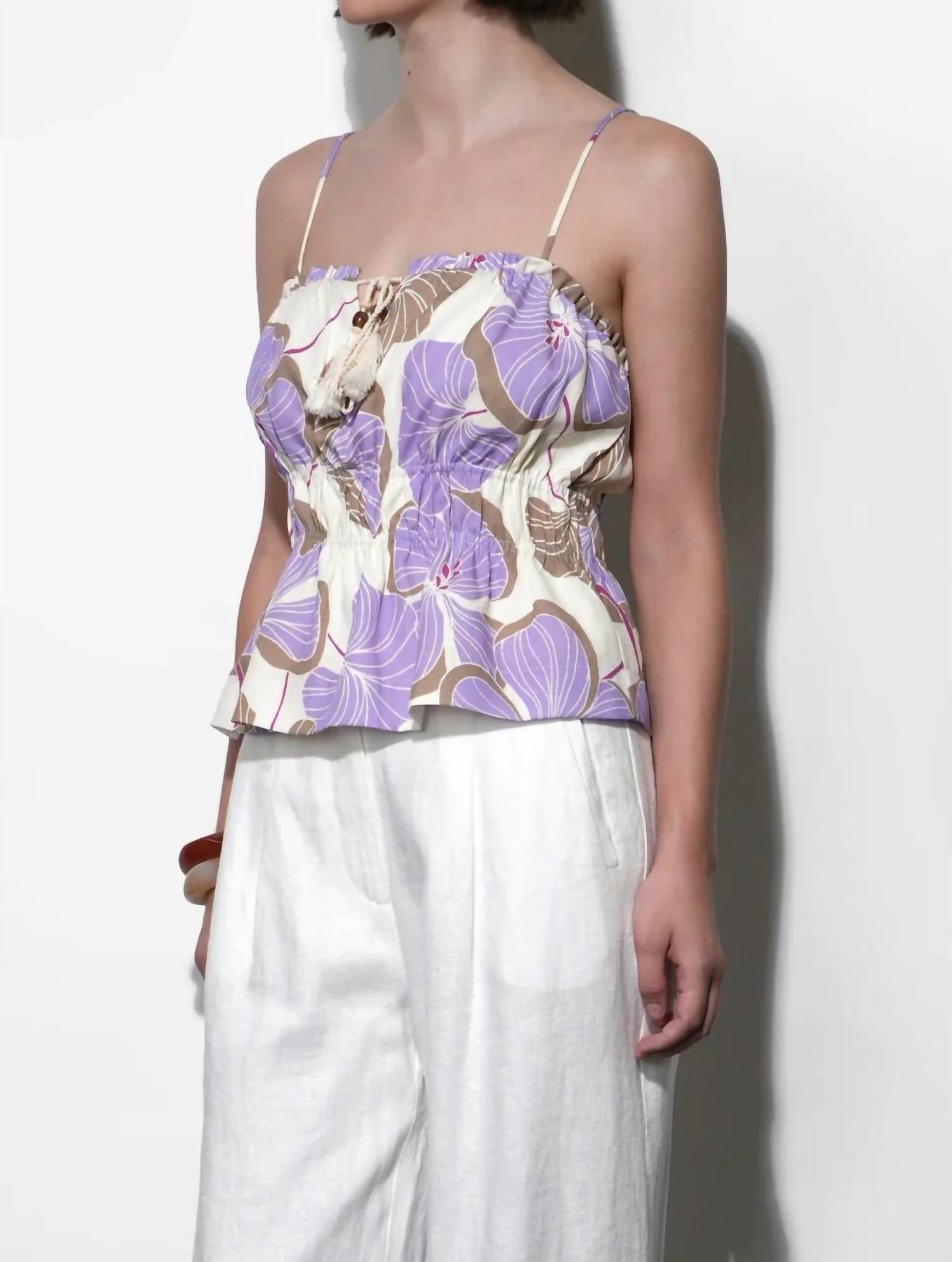 Greylin - Iris Tie Front Elastic Waist Tank Top