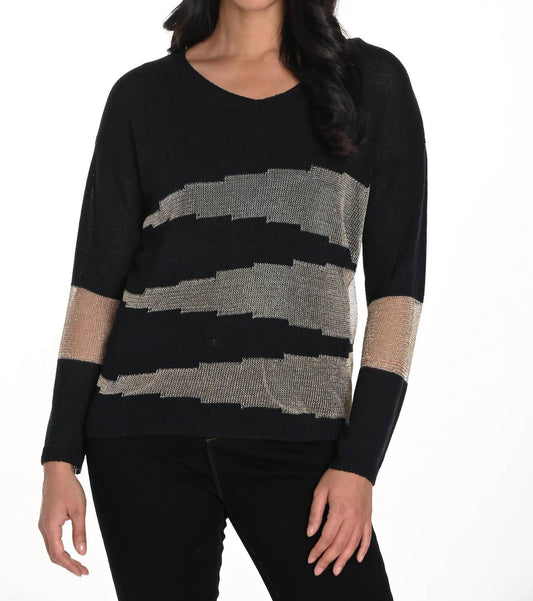 Frank Lyman - Metallic Block Stripes Sweater