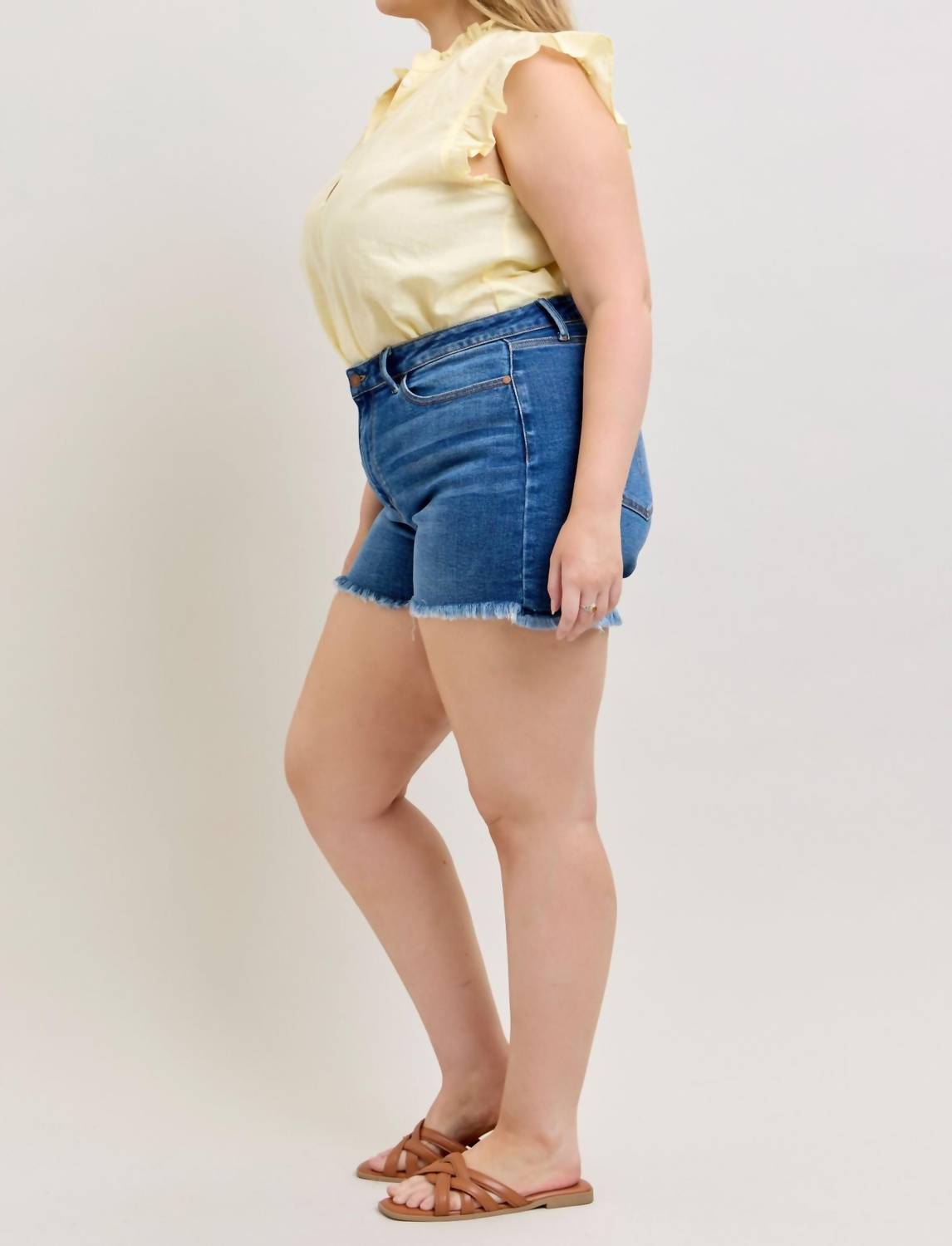 Judy Blue High Waist Slim Denim Short in blue 2 - women's shorts - view 7