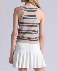 Minnie Rose - Cotton Cashmere Striped Crew Neck Tank Top