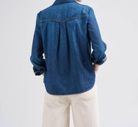 TWP Ranchers Daugher With Tie Shirt in dark wash - women's shirt - detail view