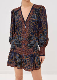 Farm Rio - Long Sleeve Floral Mini Dress