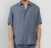 NN07 Freddy Short Sleeve No Pocket Shirt in bering sea - men's shirt - detail view
