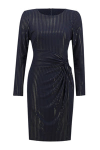 Joseph Ribkoff Metallic Pinstripe Dress in midnight gold - women's dress - view 5